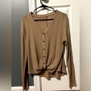 Tan Button Up Top